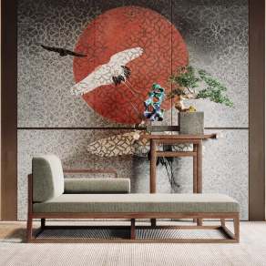 新中式贵妃椅3D模型下载